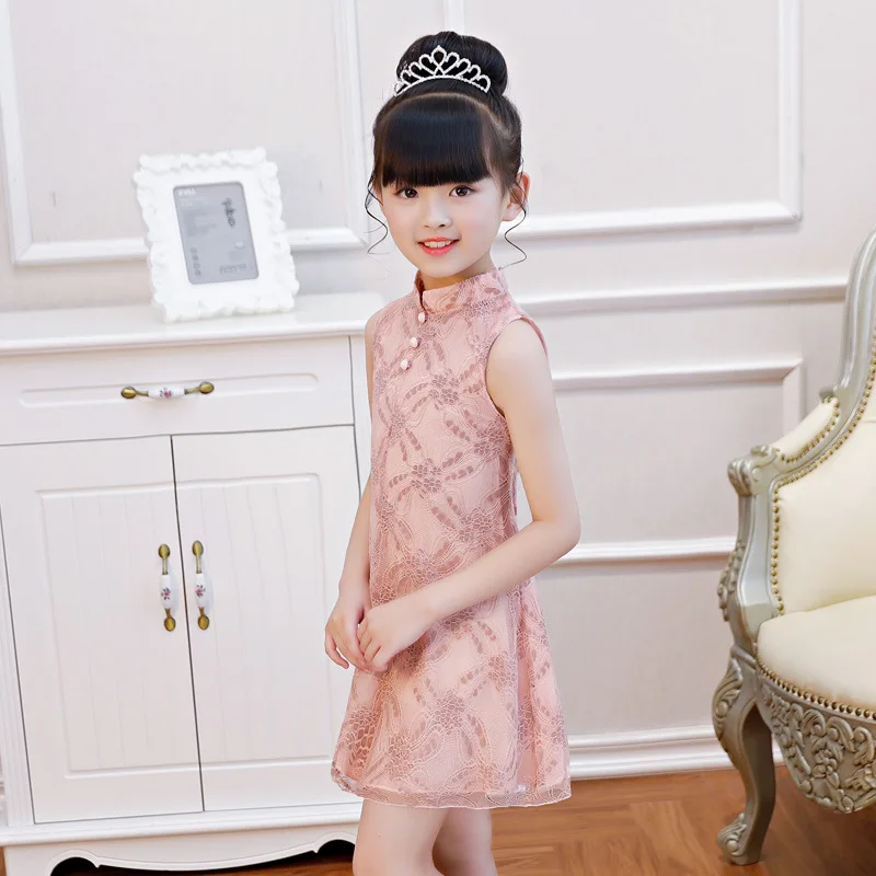 

Summer Children Traditional Dress Ancient Chinese Silk Clothing for Girls Cheongsam Dance Costumes Folk Costume Kids Fairy Dress