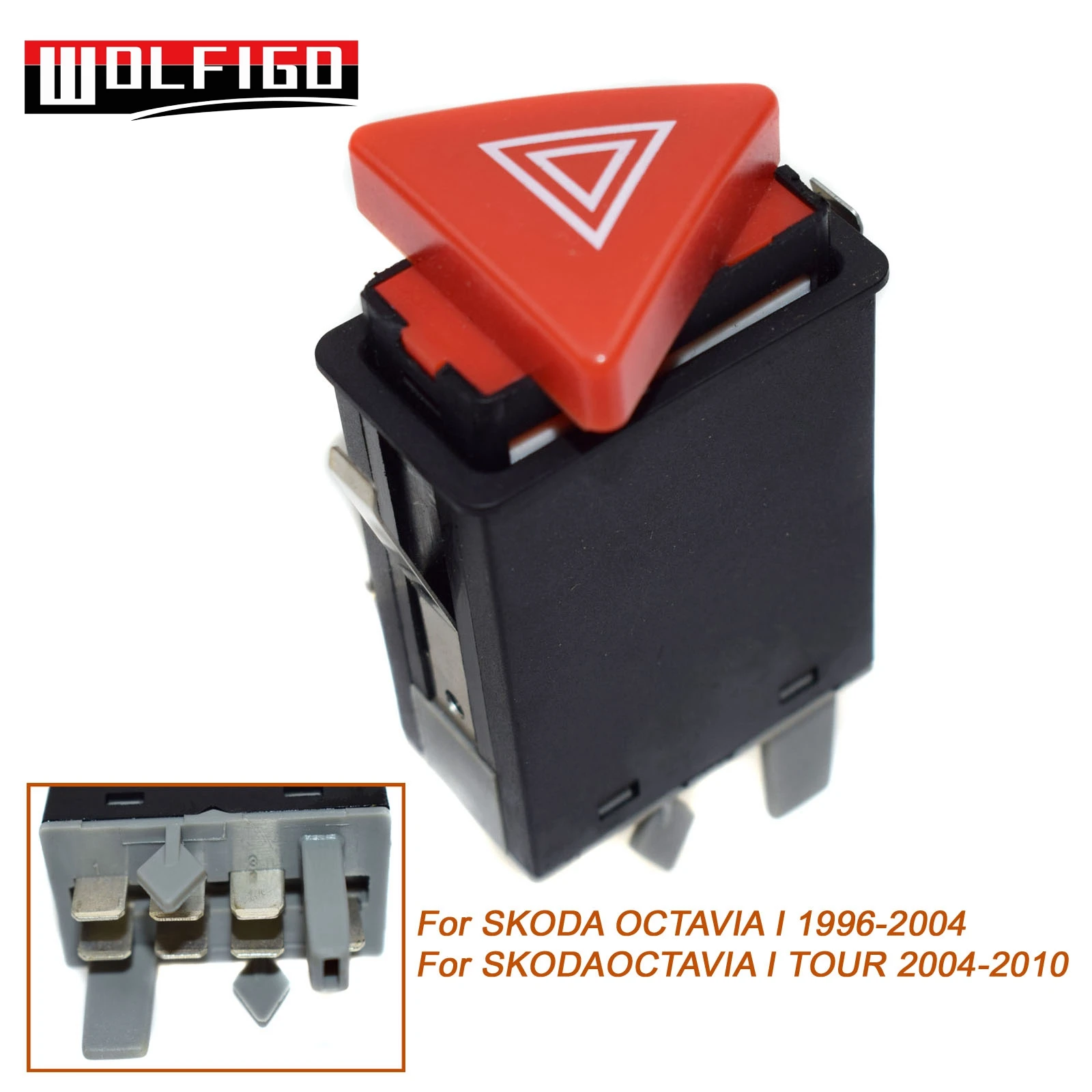 

WOLFIGO New Hazard Warning Flash Switch Emergency Light Switch 1U0953235B for Skoda Octavia I 1996-2004 OCTAVIA I TOUR 2004-2010