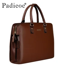 Padieoe, винтажный портфель из воловьей кожи, мужская деловая сумка-тоут для ноутбука, повседневная мужская кожаная сумка-мессенджер, сумка на плечо, сумки