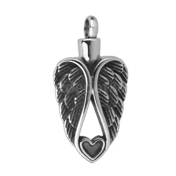 

Angel Wings Holding Heart Cremation Keepsake Memorial Ash Urn Pendant Locket