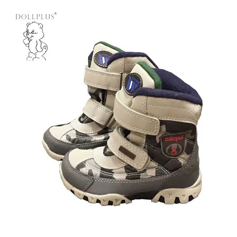 Dollplus Winter Snow Boots Children Warm Shoes Boys Girls Non - Slip Waterproof Brown Blue Fashion Outdoor Boots uovo kids snow boots girls boys warm winter snow boots flower fashion winter shoes children boys waterproof non slip shoes
