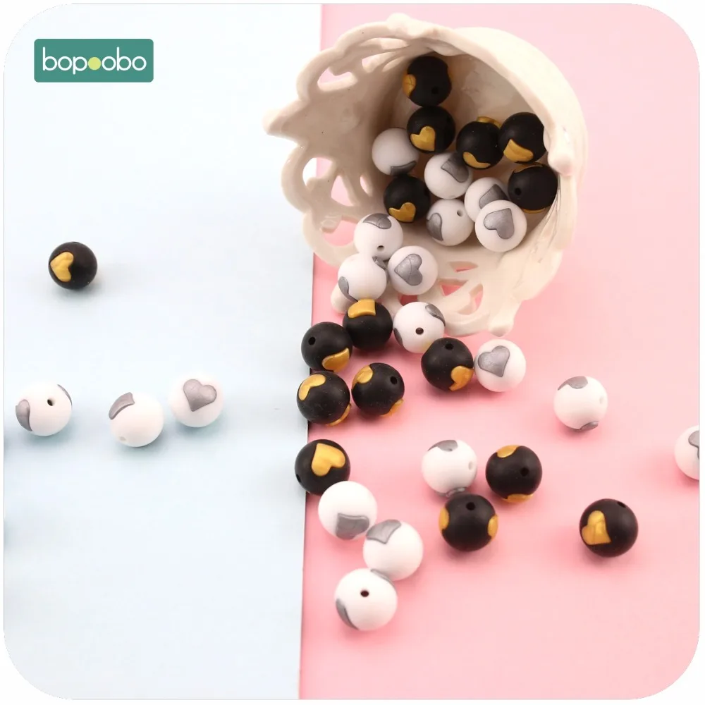 Bopoobo силиконовые бусины в форме сердца, товары для рукоделия и инструменты, 5 шт., игрушки для детского душа, пищевое ожерелье и бусы для браслетов, детских прорезывателей
