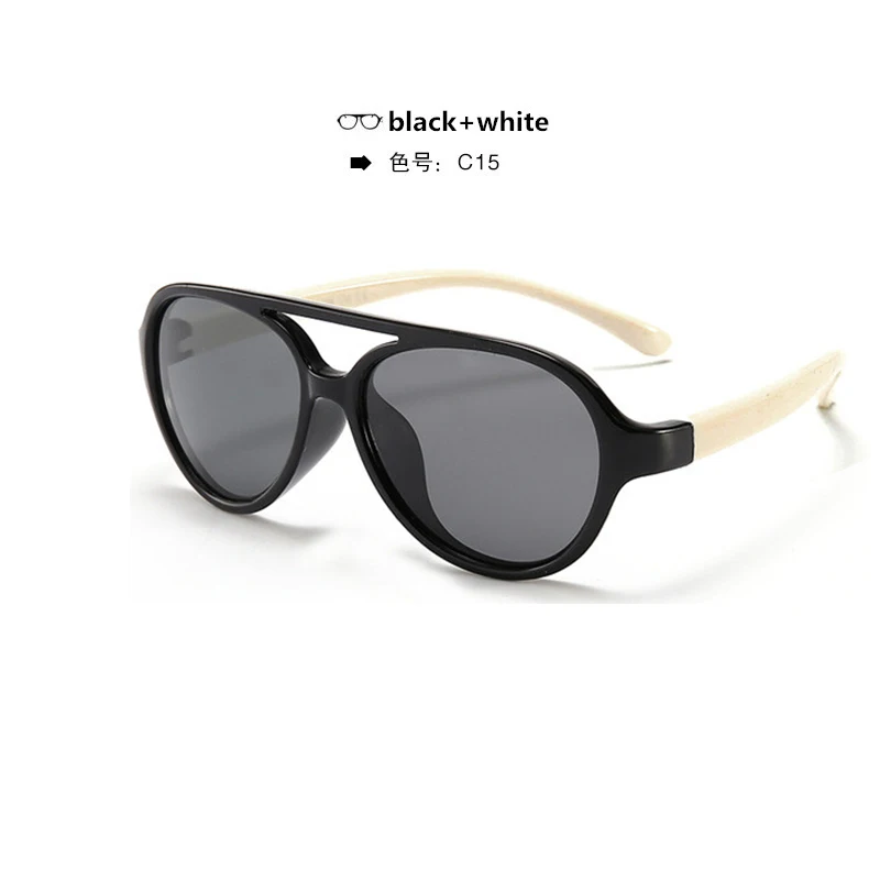 black white Новые поляризованные TR90 детские солнцезащитные очки мальчики девочки детское мягкое Силиконовое защитное солнцезащитные очки UV400 детские оттенки очки ретро - Цвет линз: black white
