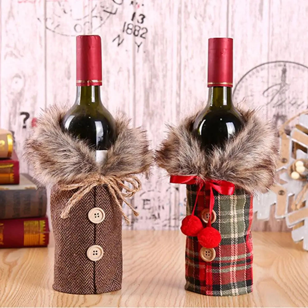 FENGRISE Santa Claus Wine Bottle Cover Christmas Decorations For Home Christmas Stocking Gift Navidad New Year's Decor