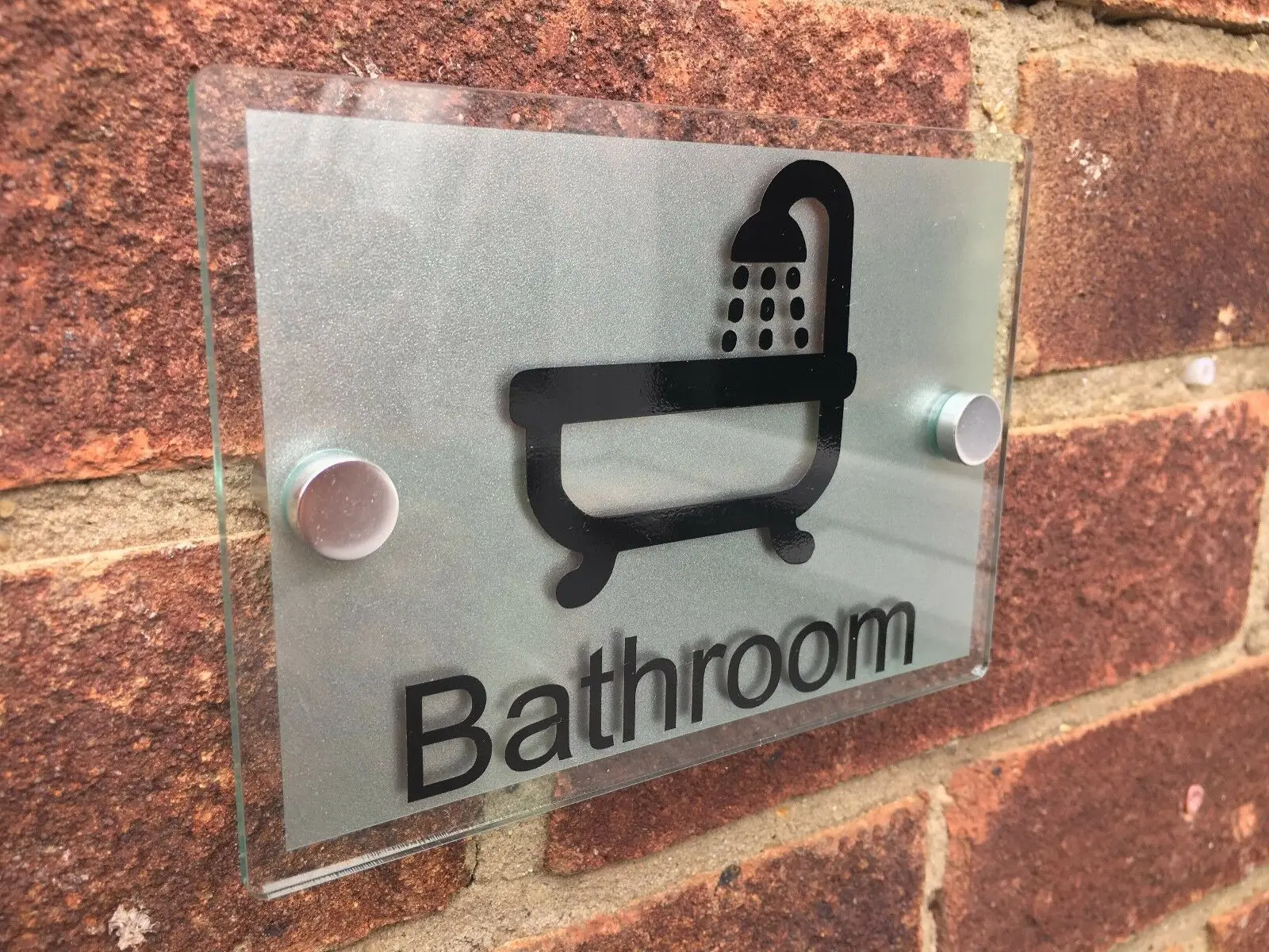 

Customize BATHROOM SIGN MODERN GLASS ACRYLIC PLAQUE BATHING ROOM TOILET SIGN BATHTUB SIGN