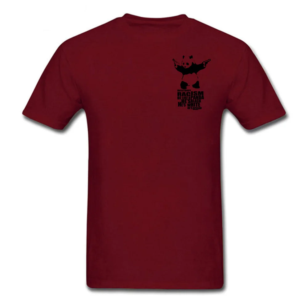 Модные повседневные футболки с коротким рукавом, футболка с забавным рисунком панды и пистолета оранжевого цвета, мужские осенние и зимние топы, футболки - Цвет: Chest Print Maroon