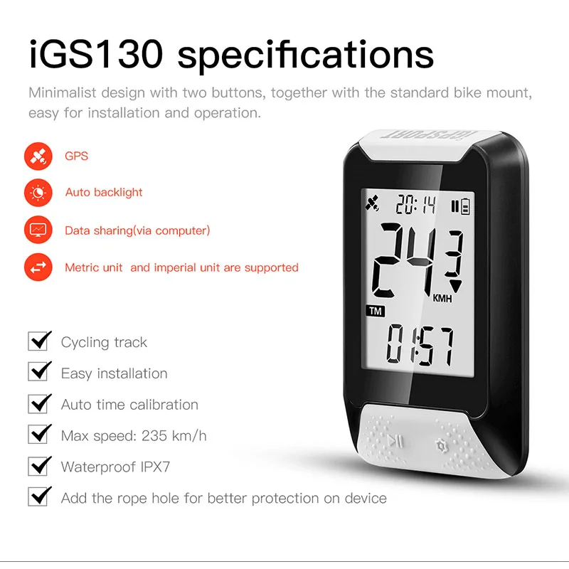 I GPS порт igs20e велосипедный Спидометр беспроводной Велосипедный одометр IPX6