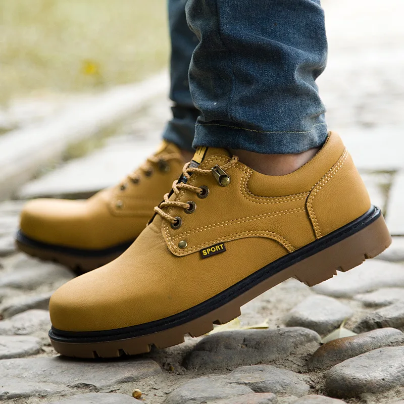 

HEINRICH Mens Boots Casual Outdoor Work Boots Lace-Up Low Help Boots Hiking Tooling Shoes Coturnos Masculino Militar