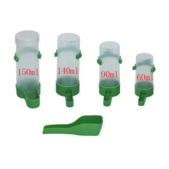 

60ml90ml140ml150ml Aviary Budgie Cockatiel Birds Feeding Equipment Parrot Bird Drinker Feeder Watering Plastic with Clip 30pcs