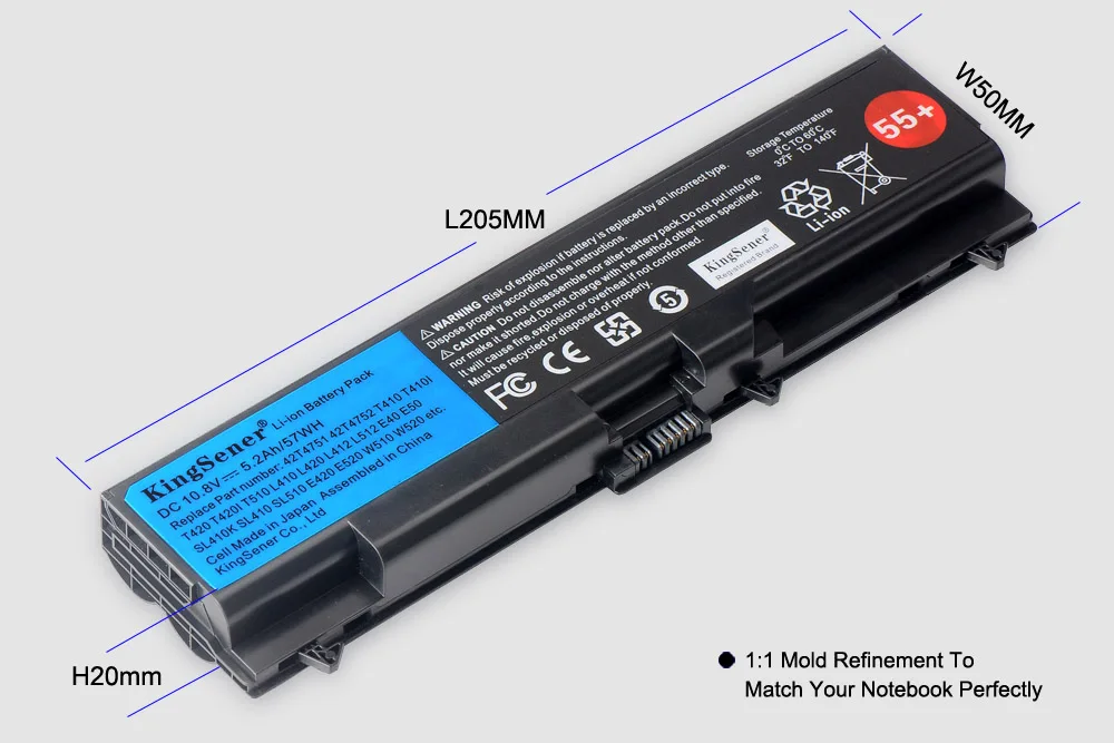 KingSener Аккумулятор для ноутбука ThinkPad L512 L412 L520 E425 E520 E525 W520 T410 T420 T510 T520 42T4751 42T4752 42T4885 42T4886 55