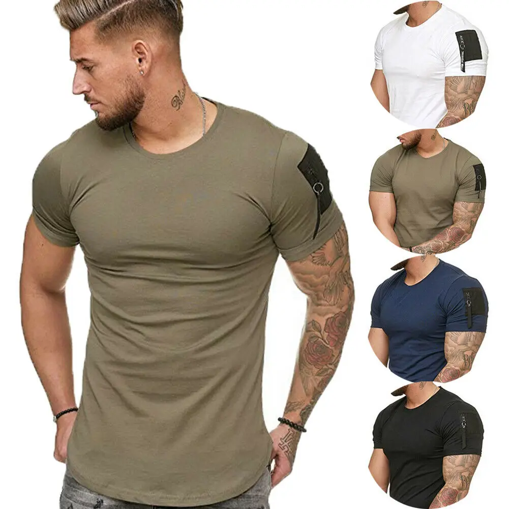 Trendy Men's Slim Fit O Neck Short Sleeve Muscle Tee T-shirt Casual Tops Blouse