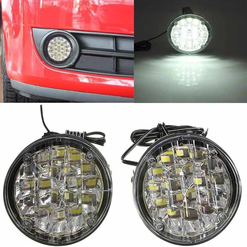 2X12 V 18 DRL противотуманная фара Яркий белый светодиодный круглый автомобильный дневный ходовой свет
