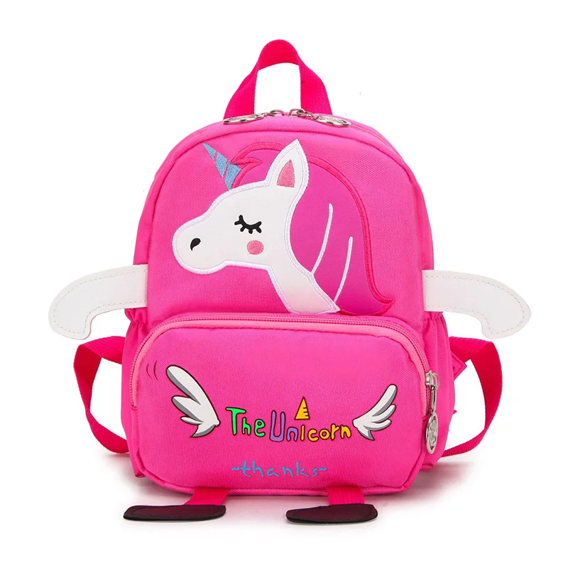 Новая детская школьная сумка с мультяшным единорогом, Детский рюкзак, милый детский сад, мультяшная сумка, анти-потеря, маленькая школьная сумка для малышей - Цвет: Rose red