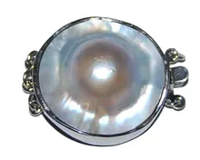 Three rows 22mm Natural Grey Saltwater Mabe Pearl Jewelry Clasp