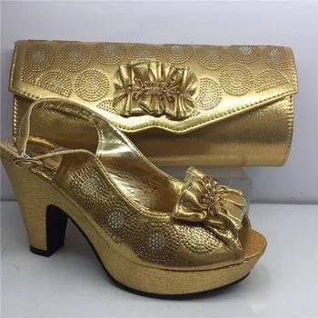

Popular gold pumps with handbag African high heel shoes and bag set GY34 heel height 8cm