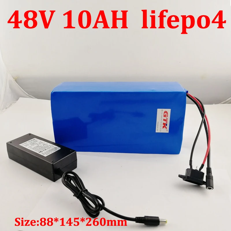 Аккумулятор GTK 48v 10ah lifepo4 с BMS 16s перезаряжаемый для скутеров 1500 Вт велосипедов ebike