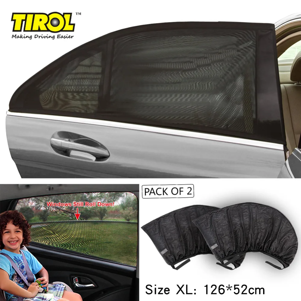 

TIROL P3Free Shipping 2PC Mesh UV Protection Car Window Rear Door\Side SunShades Outdoor Travel BabyT11724 Size XL 126X52cm