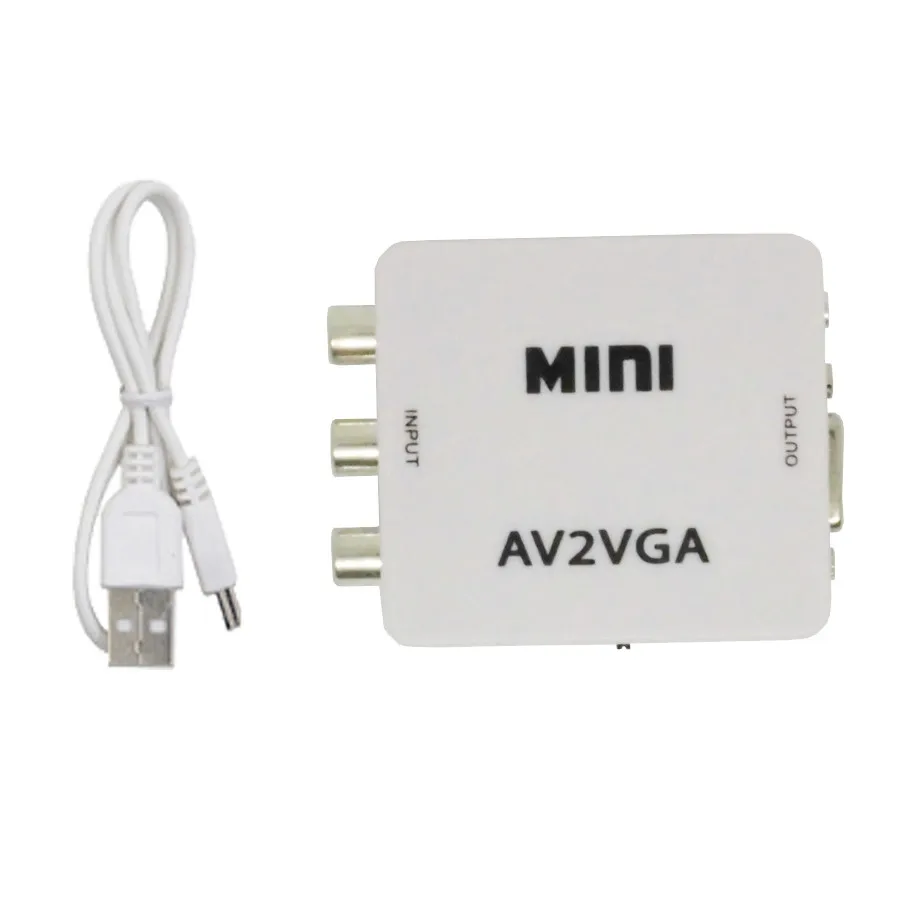  Mini HD Video Converter Box Convertitore AV2VGA AV RCA CVBS a VGA Video Converter Conversor con 3.5