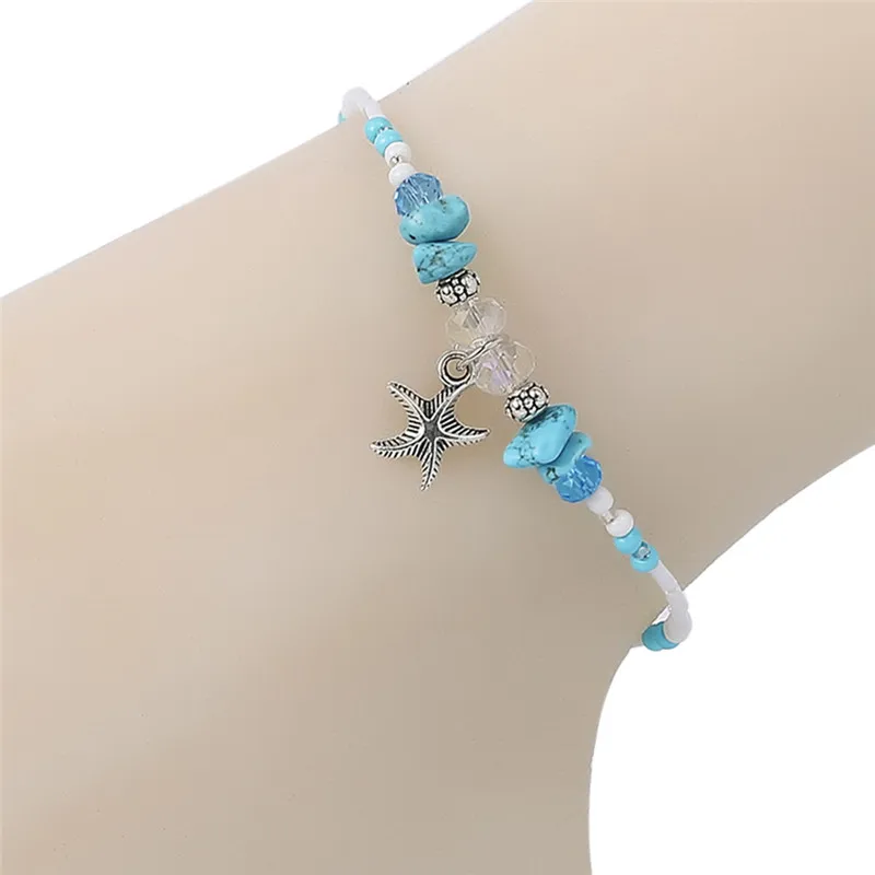 Fashion Shell Anklet Beads Starfish Anklets For Women  Vintage Handmade Sandal Statement Bracelet Foot Boho Jewelry