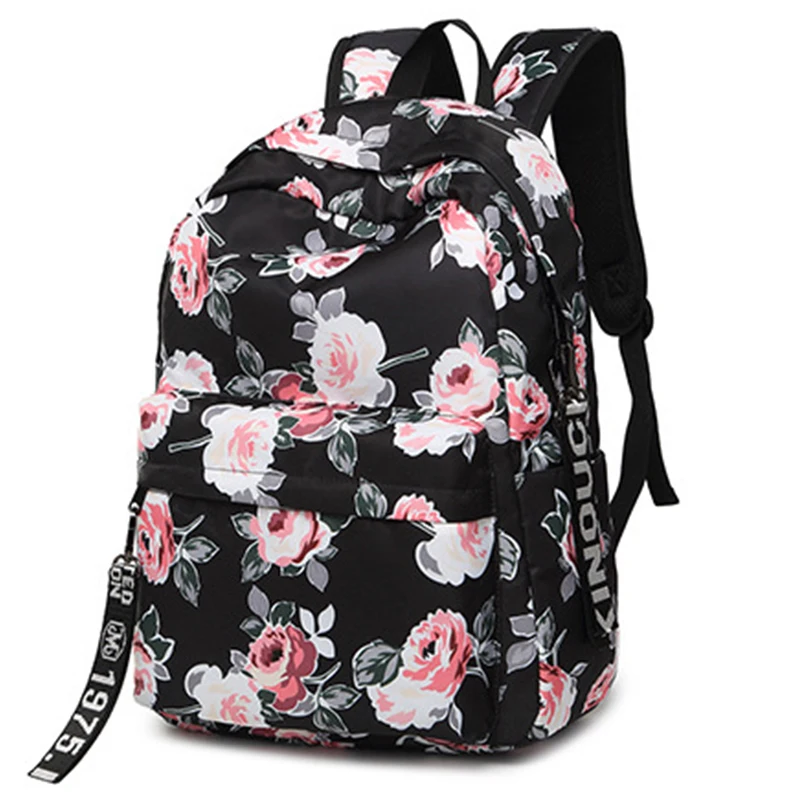 

Fashion Water Resistant Nylon Women Backpack Flower Printing Female School Rucksack Girls Daily College Laptop Bagpack