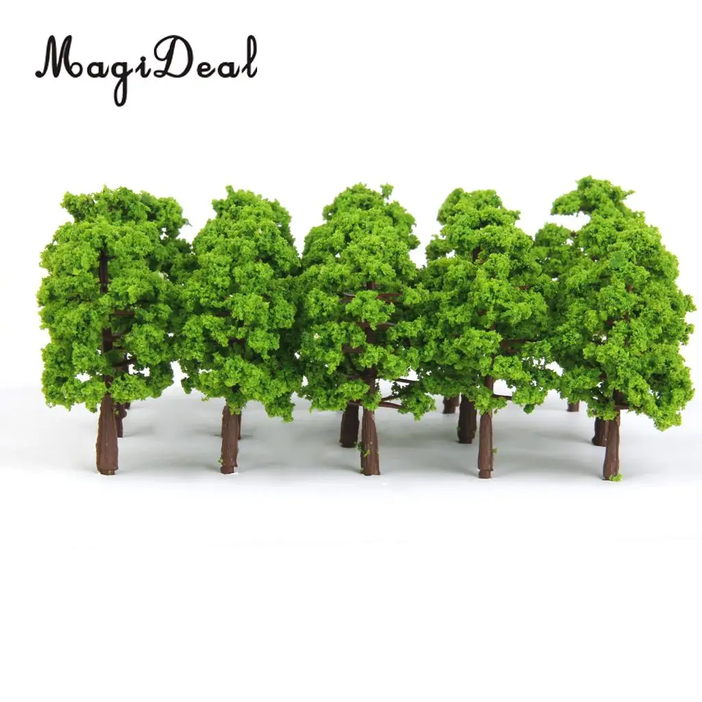 20Pcs/Lot Plastic 1/150 Scale Model Trees Train Railroad Scenery for Model Building Garden Park Layout Light Green