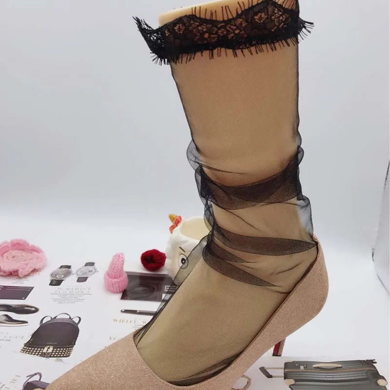 [EIOISAPRA] Harajuku прозрачные однотонные кружевные носки женские эластичные сетчатые принцессы Meias сетчатые чулки Heap Calcetines Mujer