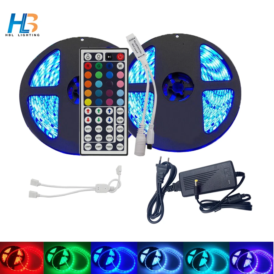

10M 5050 RGB LED strip light 60led/m waterproof led light flexible led rab diode tape set+44key Remote Control+Power Adapter