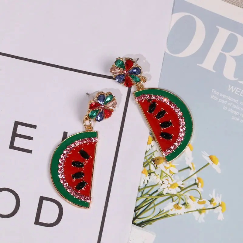 

The latest earrings fashion popular summer jewelry factory fruit pendant earrings watermelon charm earrings ladies girls gifts