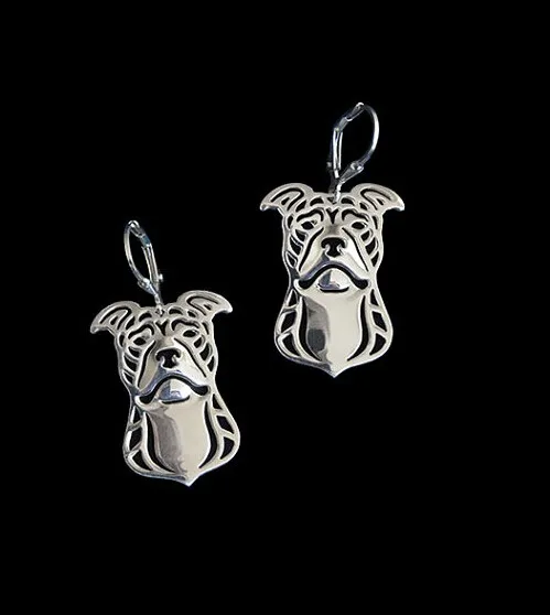 pit bull terrier Earring jewelry golden color plated mini dog Earing | Украшения и аксессуары