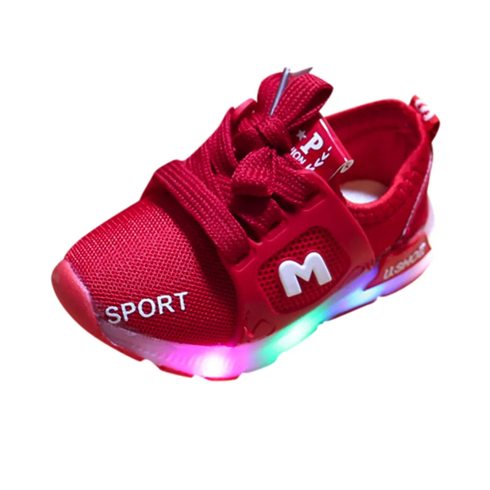 Детская обувь для маленьких девочек; Светодиодный светильник; обувь для мальчиков; мягкие светящиеся уличные спортивные сандалии; модная обувь с надписью