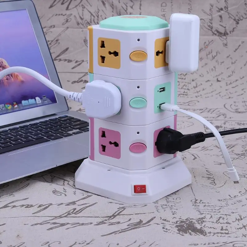

3 Layer Power Socket Universal Smart Electrical Socket Plugs 11 Outlet 2 USB Ports Surge Protector Power Board US EU UK Plug hot