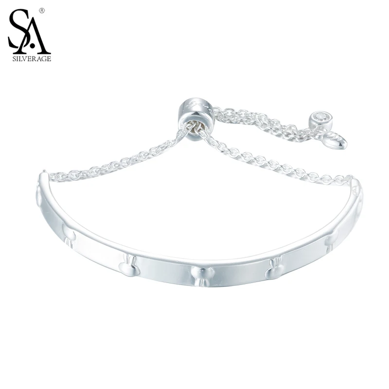 

SA SILVERAGE 925 Sterling Silver Bangle For Women Rabbit Chain Bracelets & Bangles Femme Fine Jewelry Birthday Gift 2018