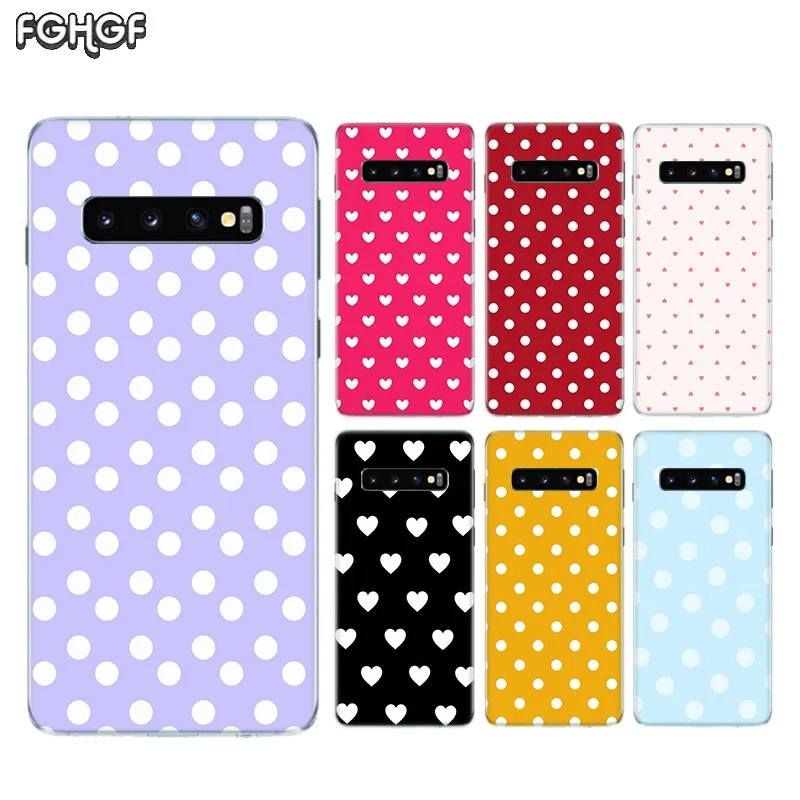 Милый чехол-накладка в горошек для Samsung Galaxy S10 lite S9 S8 A6 A8 Plus 2018 A50 M30 A30 M20 A10 M10 Note 9 8 |