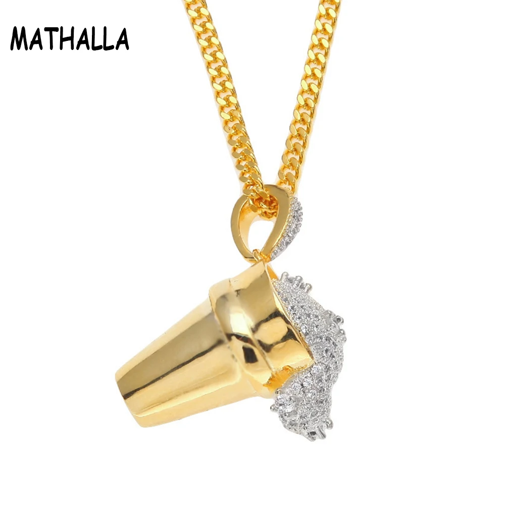 

American And European Male Hip-hop StyrofoamCup Overflow Drink With Triple-a Zircon Ice Cream Pendant