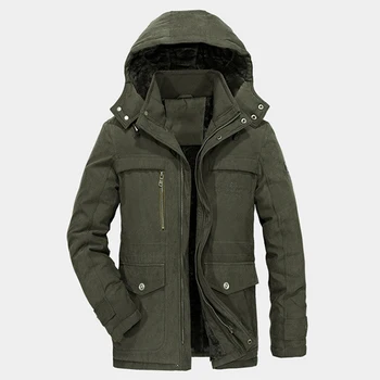 

Parka Men Winter Jackets Overcoats Warm Fleece Velvet Military Mens Jacket Cotton-Padded Plus Size 5XL Tactical Jacket Men C1413