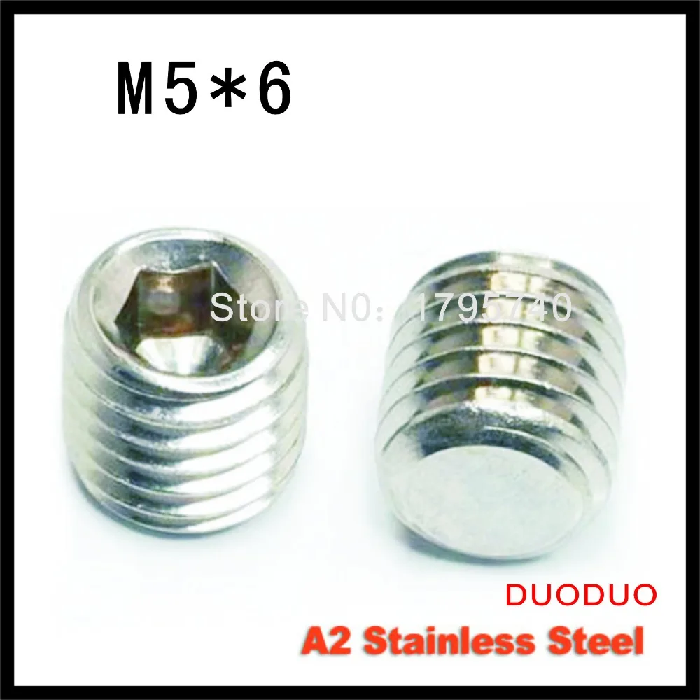 500pcs DIN913 M5 x 6 A2 Stainless Steel Screw Flat Point Hexagon Hex Socket Set Screwsin