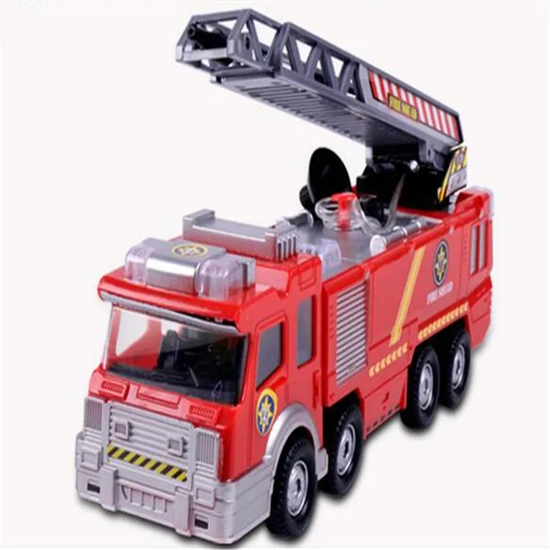 Electric Fire Truck Extending Ladder  Flashing Lights  Sirens with Water Pump Hose to Shoot Water Bump (3)