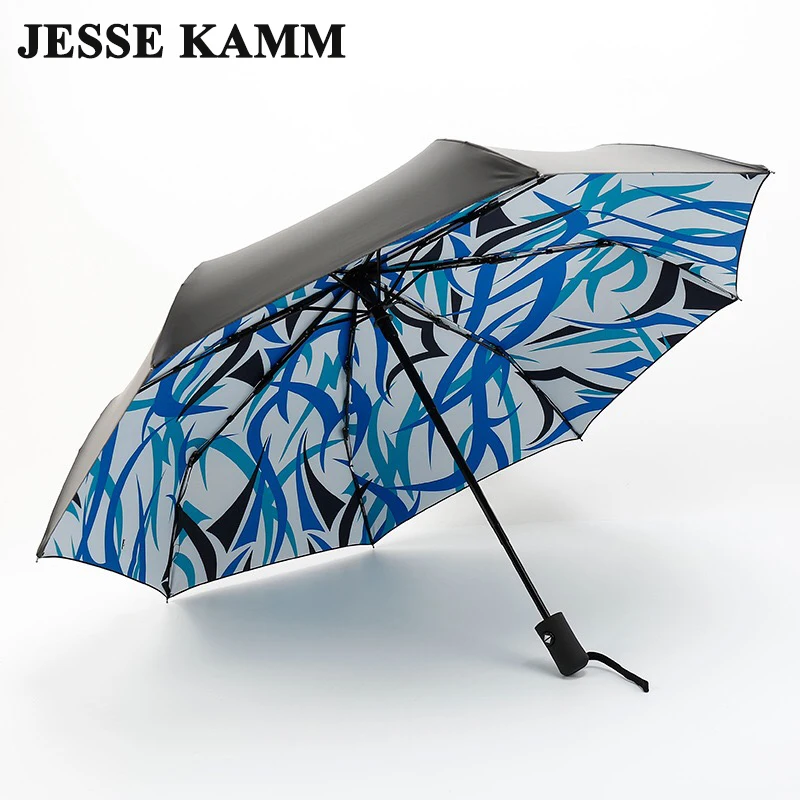 JESSE KAMM, анти-УФ, складные, солнцезащитные, компактные, для женщин, женщин, девушек, леди, ветрозащитные, дождевые, модные, с цветами, полностью открываются, закрываются, зонты