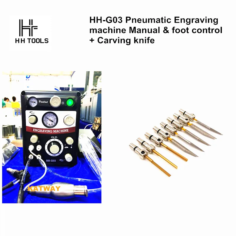 

NEW Pneumatic Engraving machine+Carving knife, GraverMach AT 220V/110V Two handpieces Manual foot control