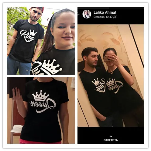 BKLD King Queen парные футболки с принтом короны летние 2019 повседневные топы круглым