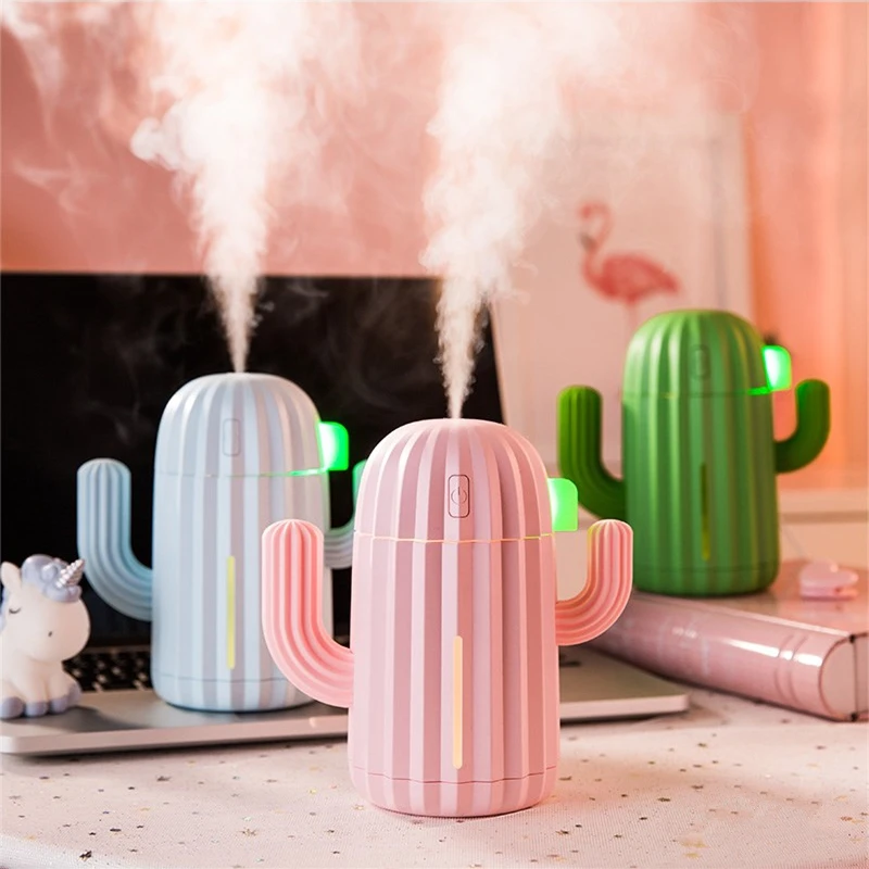 

340ML Air Humidifier Cactus Wireless Rechargeable Timing Aromatherapy Diffuser Mist Maker Fogger USB Aroma Atomizer for Home