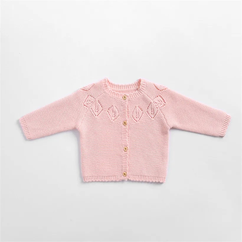 Свитер для новорожденных; осенний Детский кардиган; куртка и пальто; хлопковая трикотажная одежда для младенцев; кардиган для маленьких мальчиков и девочек; верхняя одежда - Цвет: Розовый