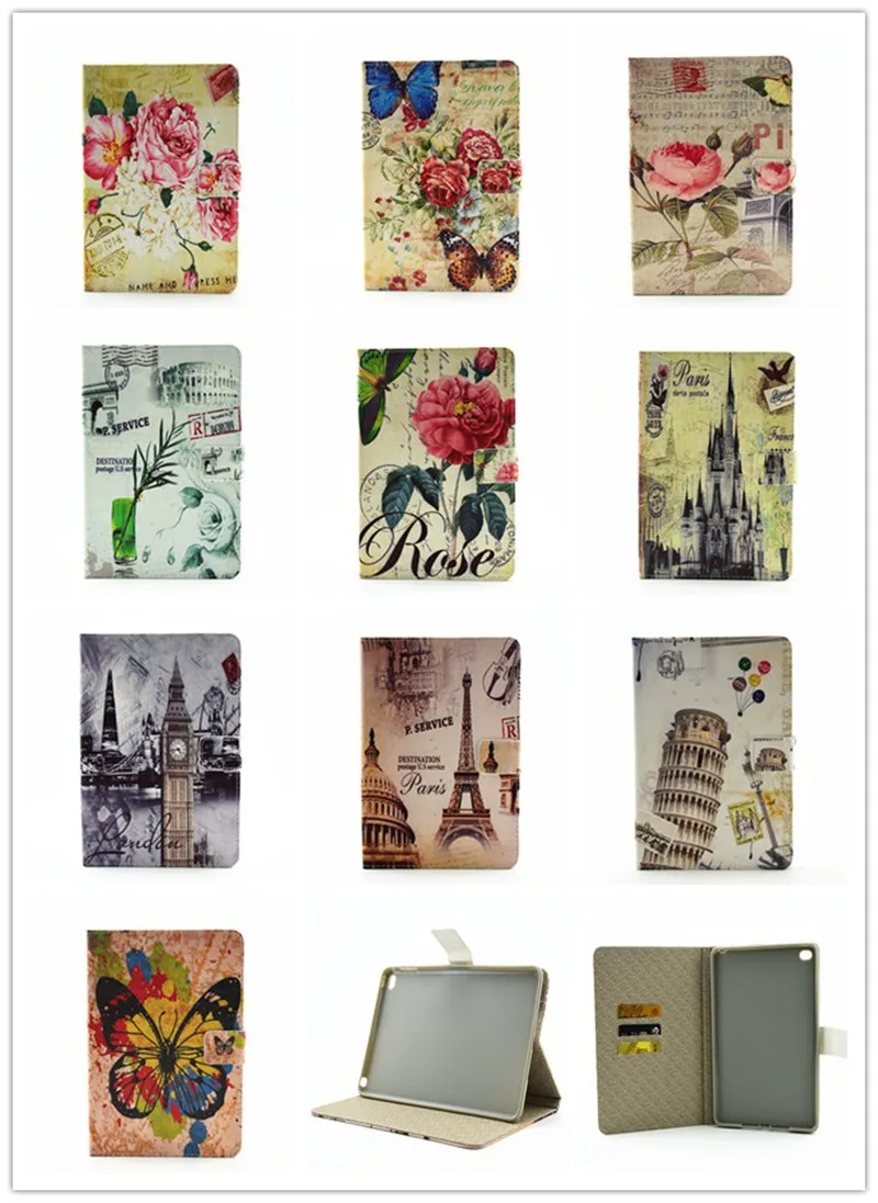 For Apple iPad Air 2 Case PU Leather Classic Retro Eiffel Tower Wallet Flip Book Stand Card Slots Tablet Cover for iPad 6 Yellow (58)
