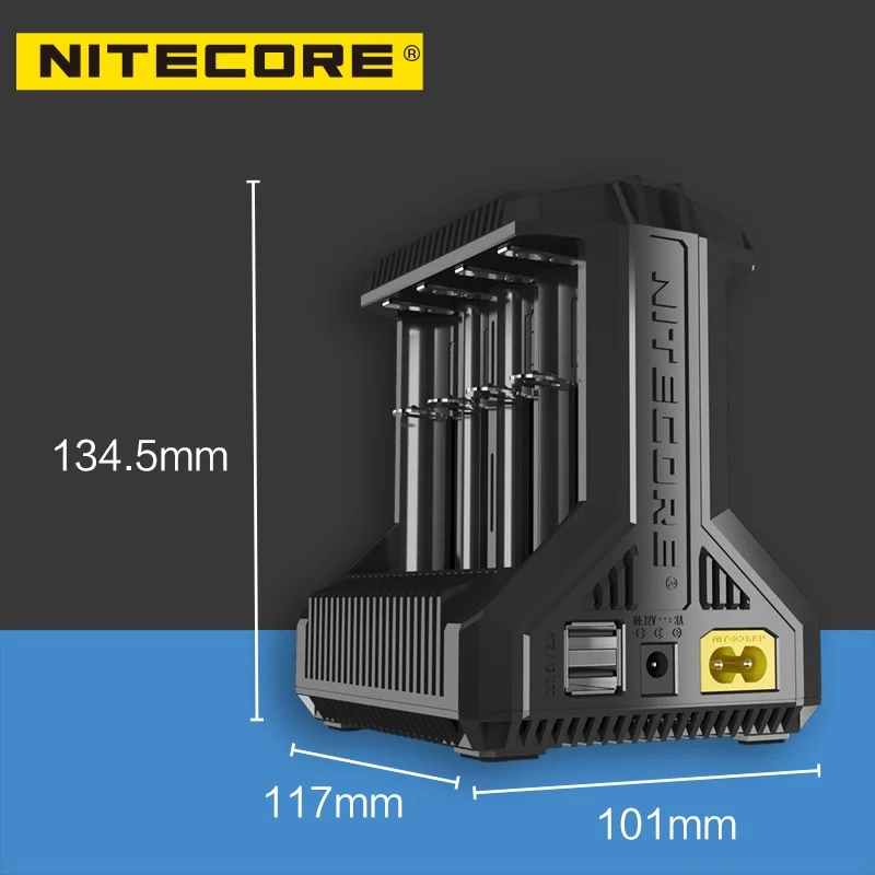 1 шт. Nitecore i8 nuevo i4 i2 cargador inteligente 8 toвсего ranuras 4A salida Smart para Li Ion 18650 16340 10440 AA