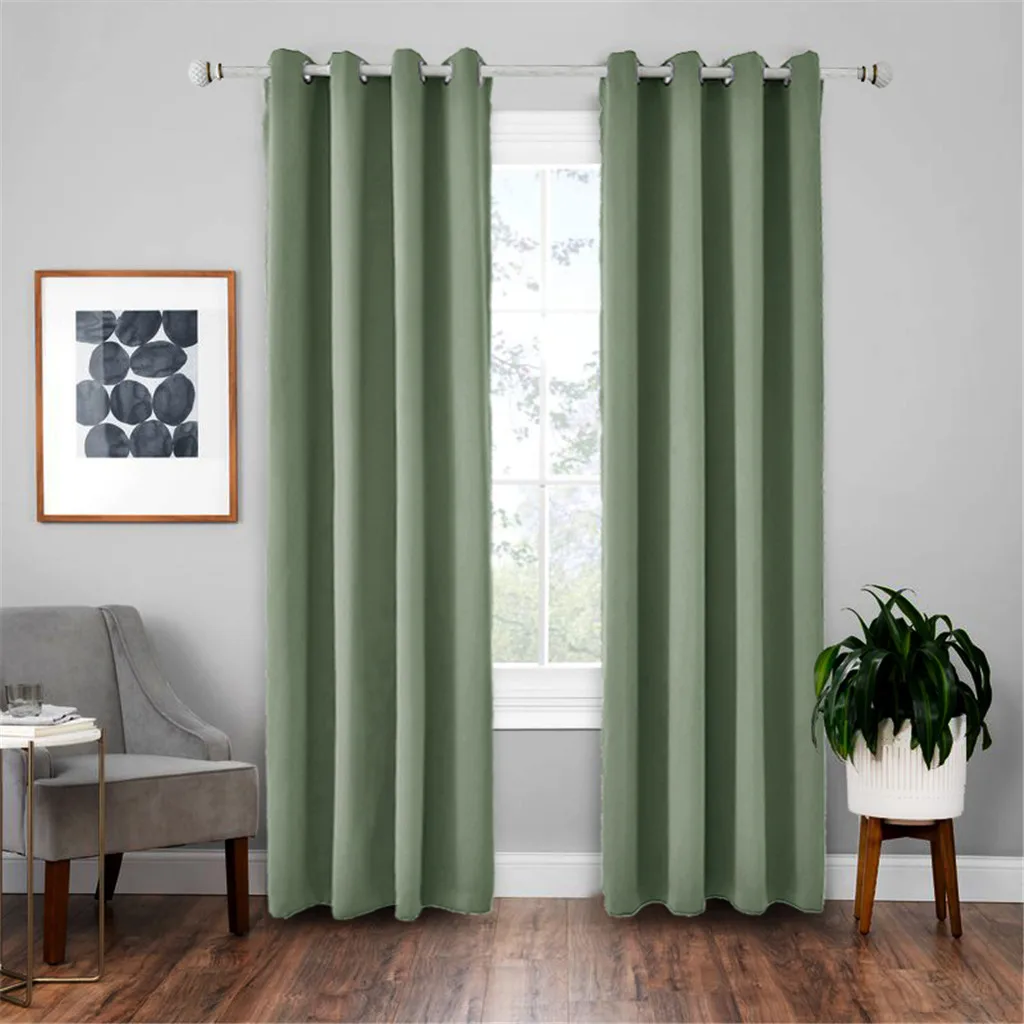 

2Pcs Blackout Cloth Insulation Window Curtain Nordic Style Solid Color Curtain for Living Room Bedroom Blinds Window Treatment