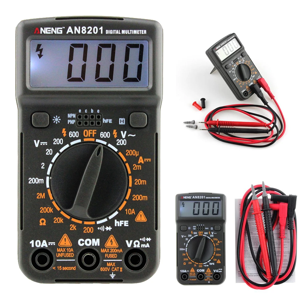 

AN8201 Pocket Size Mini Digital Multimeter Backlight AC/DC Ammeter Voltmeter Ohm Electrical Tester Portable 1999 Counts Meter