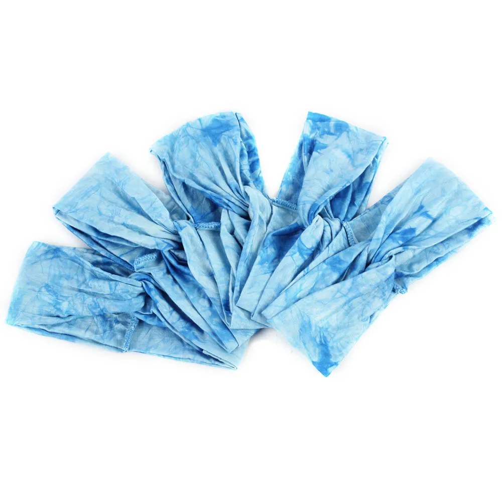Geebro Для женщин витой завязывают оголовье Лето Tie Dye эластичный широкий диапазон волос для девочек женщина Эластичный принт тюрбан спа повязки
