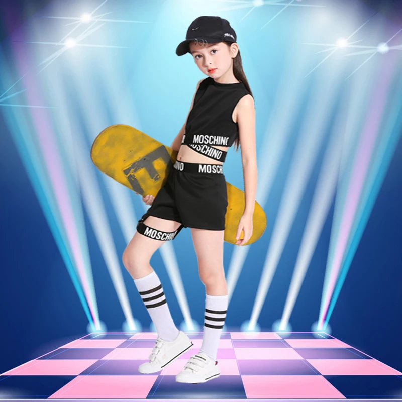 New Jazz Dance Children Performance Costume Casual Hip Hop Stage Wear Dance Costumes Jazzy Dance Wear Europer Kids Clothes