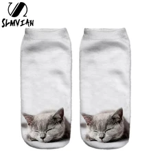 Slmvian 3D Мода Кот Печать Для женщин носки унисекс узор Meias feminina смешно низкой носки до лодыжки