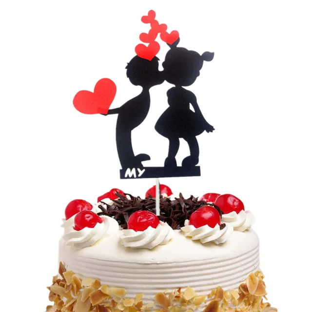 DIY Ulang Tahun Pernikahan Cake Topper Hitam dengan Merah DIY Ulang Tahun Pernikahan Cake Topper Hitam dengan Merah